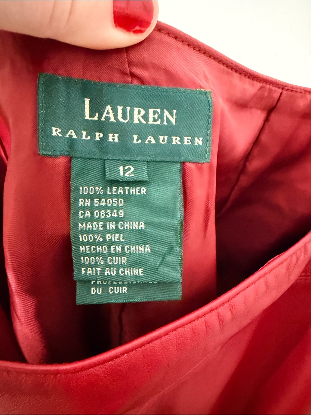 NWT Ralph Lauren Women's Red Leather Skirt - Picture 9 of 10
